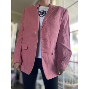 Lauren Ralph Lauren Classic-Fit Linen Blazer Coat Pink Two-Button Lined 40R